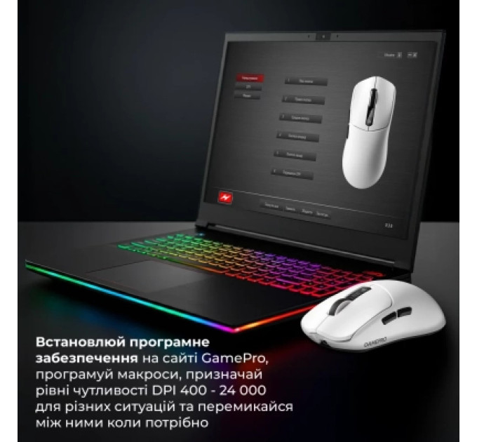 Мишка GamePro Genesis Ranker Wireless/Bluetooth/USB White (GM012W)