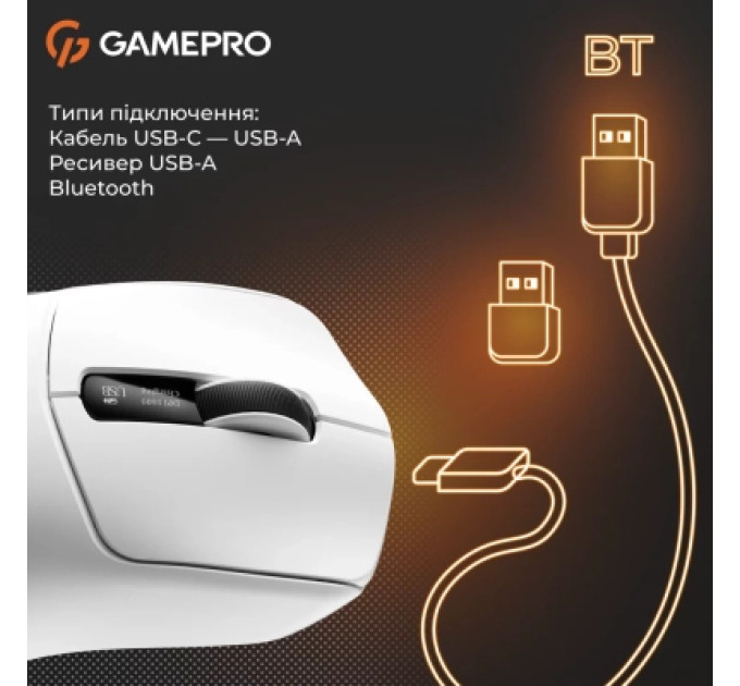 Мишка GamePro Genesis Ranker Wireless/Bluetooth/USB White (GM012W)