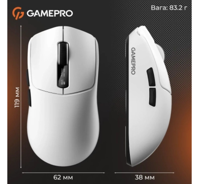 Мишка GamePro Genesis Ranker Wireless/Bluetooth/USB White (GM012W)