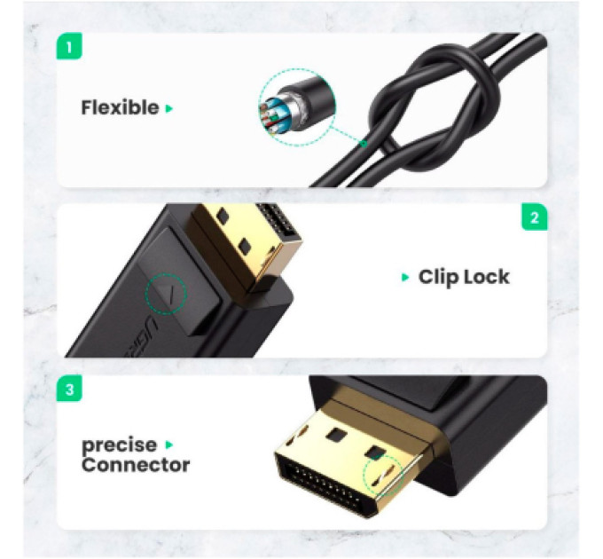Перехідник Display Port M to HDMI F 4K30Hz black Ugreen (40363)