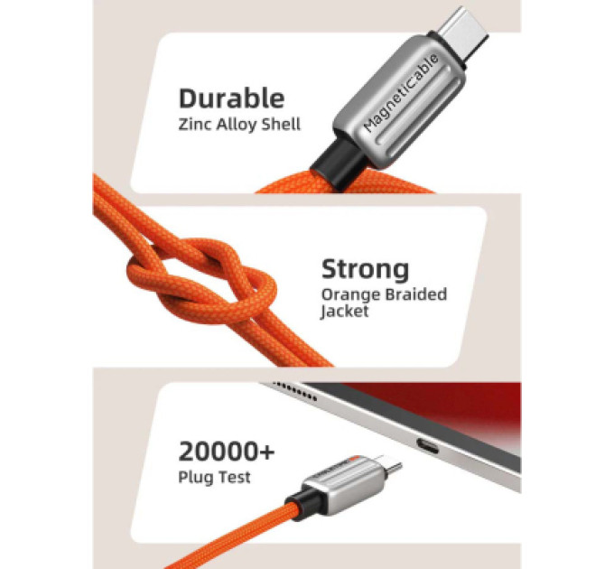 Cabletime Дата кабель USB-C to USB-C 2.0m PD240W magnetic Cabletime (CA915729)