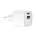 Gembird Зарядний пристрій Gembird 1xUSB-C PD20W + 1xUSB QC3.0 white (TA-UC-PDQC20-W-01)
