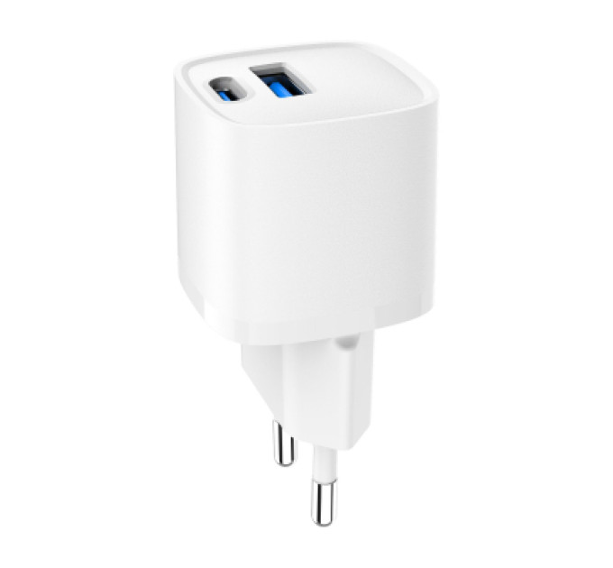 Зарядний пристрій Gembird 1xUSB-C PD20W + 1xUSB QC3.0 white (TA-UC-PDQC20-W-01)