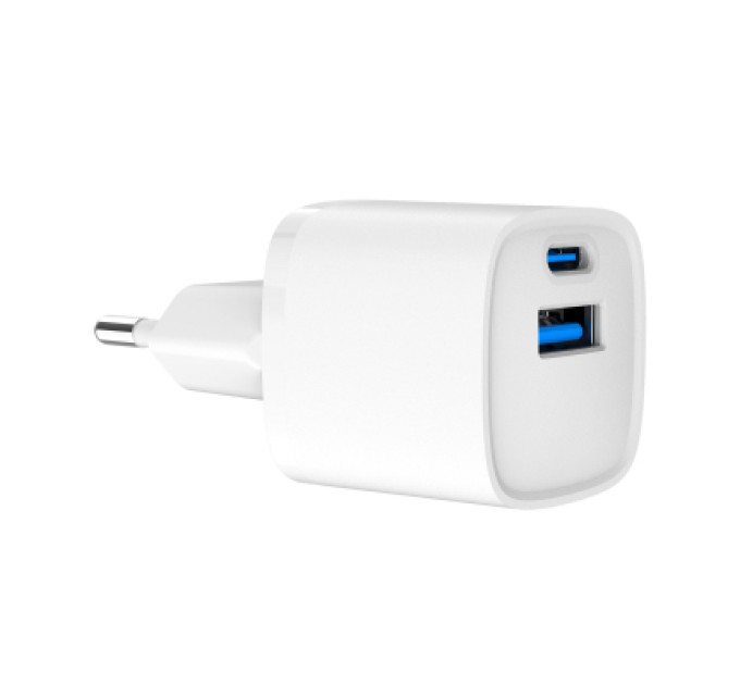 Зарядний пристрій Gembird 1xUSB-C PD20W + 1xUSB QC3.0 white (TA-UC-PDQC20-W-01)