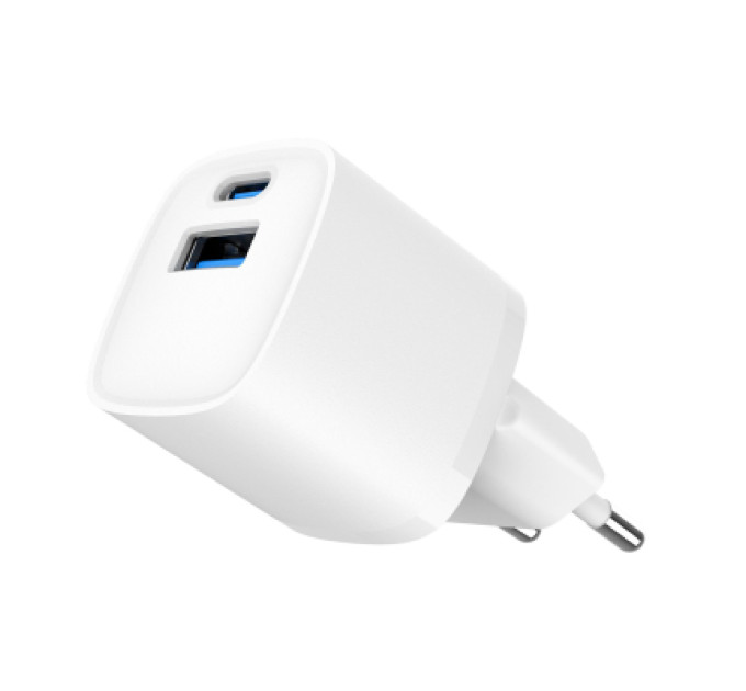 Зарядний пристрій Gembird 1xUSB-C PD20W + 1xUSB QC3.0 white (TA-UC-PDQC20-W-01)