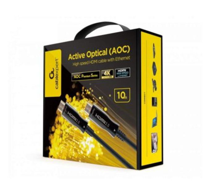 Cablexpert Кабель мультимедійний HDMI to HDMI 10.0m AOC V.2.0, 4K 60Hz Gold Cablexpert (CCBP-HDMI-AOC-10M-02)