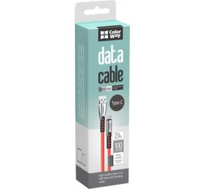 ColorWay Дата кабель USB 2.0 AM to Type-C 1.0m zinc alloy red ColorWay (CW-CBUC012-RD)