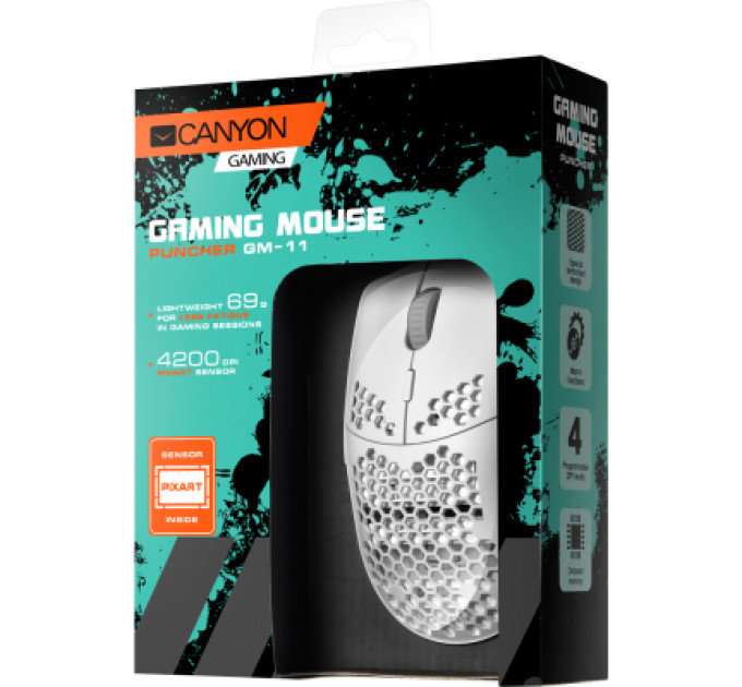 Canyon Мишка Canyon Puncher GM-11 USB White (CND-SGM11W)