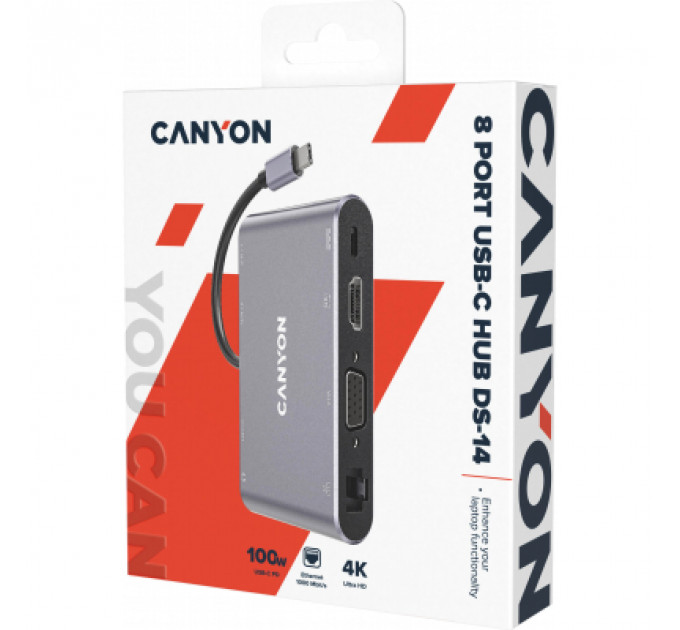 Порт-реплікатор Canyon 8-in-1 USB-C (CNS-TDS14)
