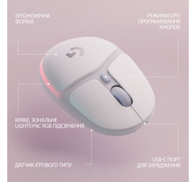 Мишка Logitech G705 Gaming Wireless/Bluetooth White (910-006367)