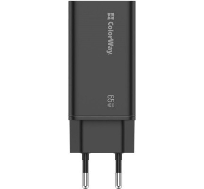 ColorWay Зарядний пристрій ColorWay GaN3 Pro Power Delivery (USB-A + 2 USB TYPE-C) (65W) (CW-CHS039PD-BK)