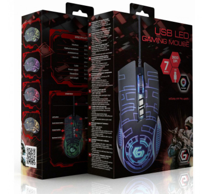 Мишка Gembird MUSG-RGB-01 USB Black (MUSG-RGB-01)