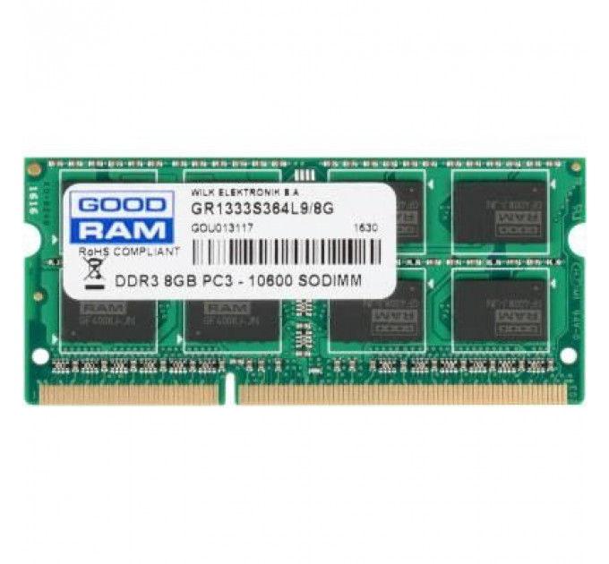 Модуль пам'яті для ноутбука SoDIMM DDR3 8GB 1333 MHz Goodram (GR1333S364L9/8G)