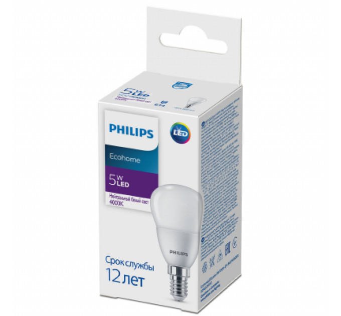 Philips Лампочка Philips EcohomeLEDLustre 5W 500lm E14 840P45NDFR (929002970037)