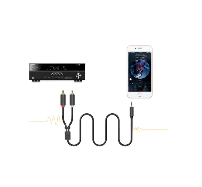 Ugreen Кабель мультимедійний AUX 3.5mm TRS to RCAx2 M/M 5.0m AV102 Black Ugreen (10513)