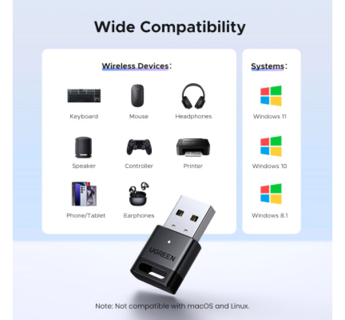Ugreen Bluetooth-адаптер Ugreen USB Bluetooth 5.4 CM748 Black (45134)