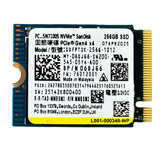 Samsung Накопичувач SSD 256GB SanDisk PC SN7100S M.2 2230 PCIe 4.0 x4 TLC (SDFPTSK-256G)