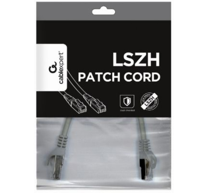 Cablexpert Патч корд Cablexpert PP6A-LSZHCU-1M, S/STP, литий, 50u" штекер із фіксатором, 1.0 м, сірий
