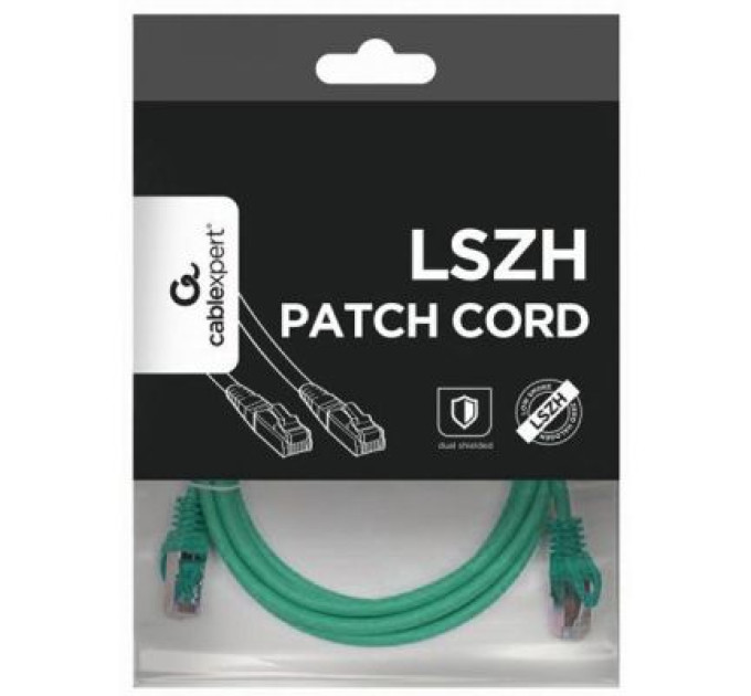 Cablexpert Патч корд Cablexpert PP6A-LSZHCU-G-1M, S/STP, литий, 50u" штекер із фіксатором, 1,0 м, зелений