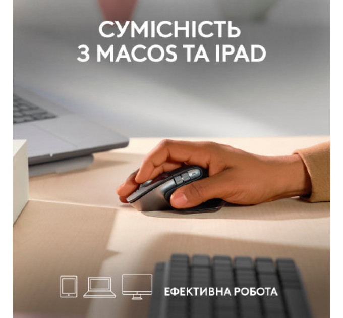 Мишка Logitech MX Master 3S For Mac Performance Wireless Space Grey (910-006571)