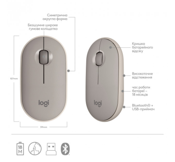 Мишка Logitech M350 Wireless Sand (910-006751)