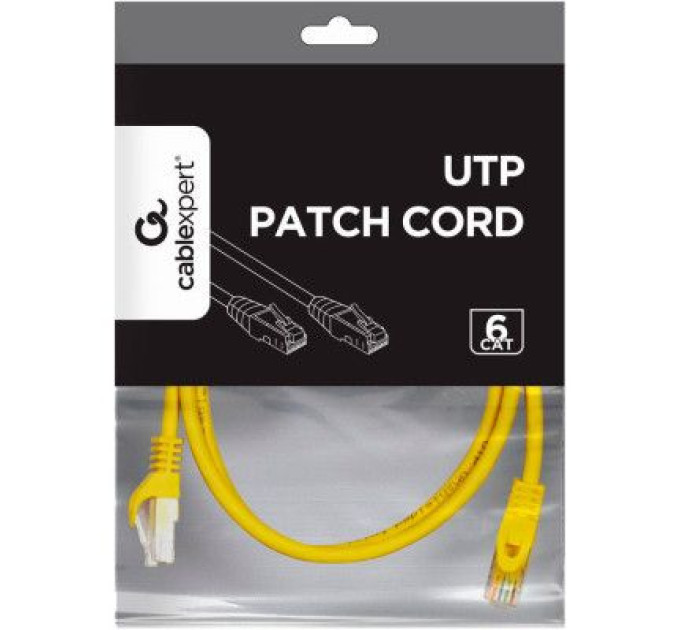 Cablexpert Патч корд Cablexpert PP6U-5M/Y, UTP, категорія. 6, литий,  50u" штекер із фіксатором, 5 м, жовтий