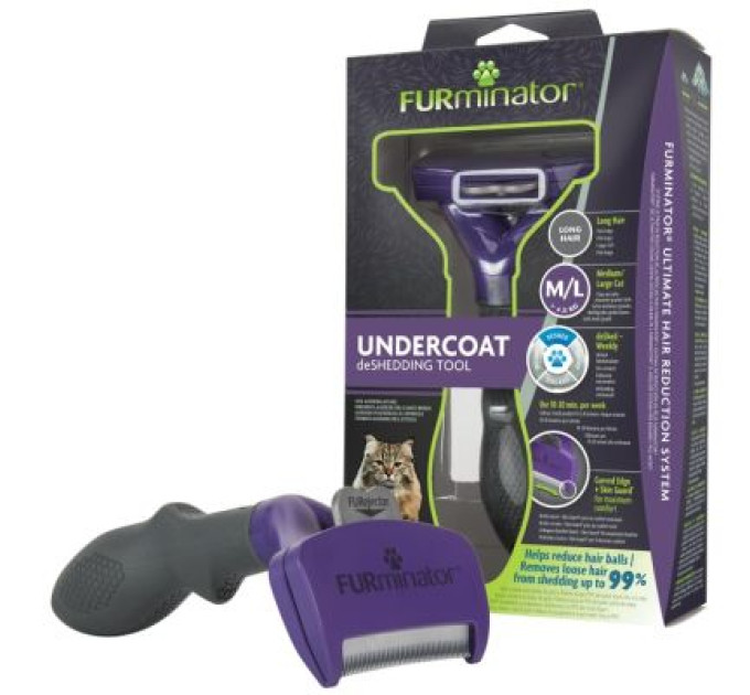FURminator Фурмінатор для тварин FURminator для котів з довгою шерстю розмір L (4048422141280)