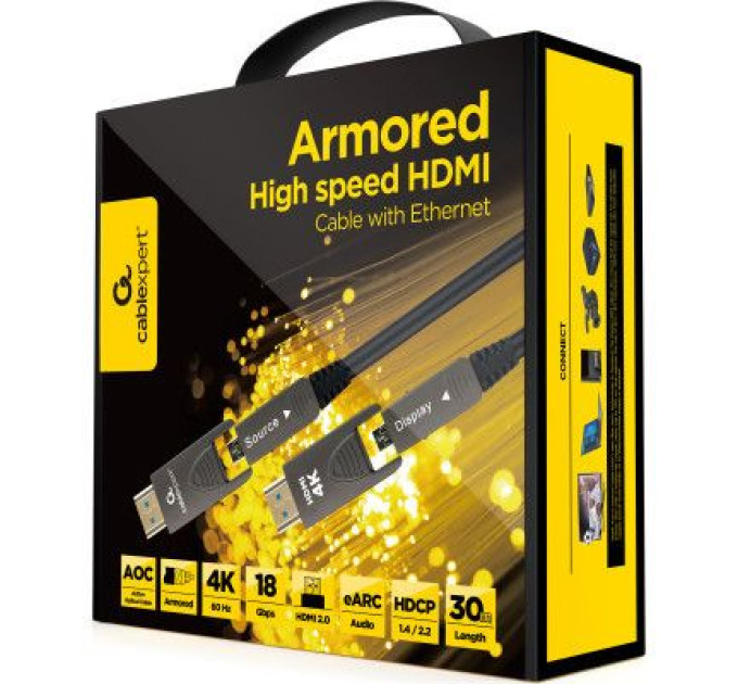 Cablexpert Кабель Cablexpert CCAP-HDMIDD-AOC-20M, HDMI-A/D на A/D V.2.0, вилка/вилка, 20 м