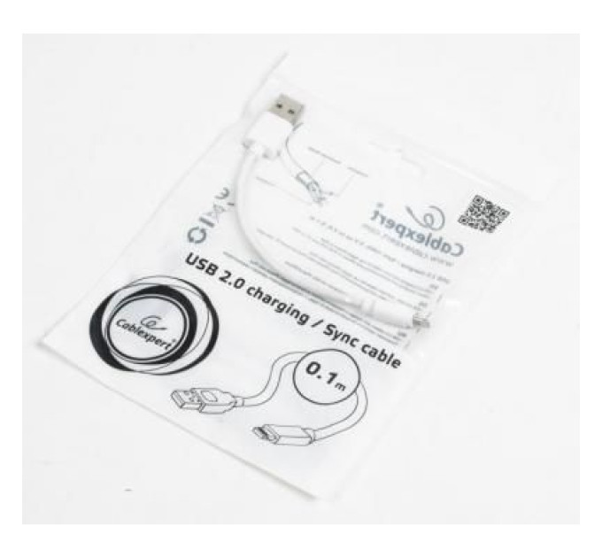 Cablexpert Кабель Cablexpert CC-USB2-AMLM-W-0.1M , USB 2.0 AM-папа/Lightning, 0.1 м.