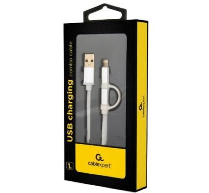 Cablexpert Кабель Cablexpert CC-USB2-AM8PmB-1M-SV, USB 2.0 AM-папа/Lightning+mUSB, 1.0 м.