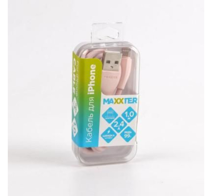 Maxxter Кабель Maxxter UB-L-USB-01GP, USB 2.0 А-тато/Lightning, 1.0 м.