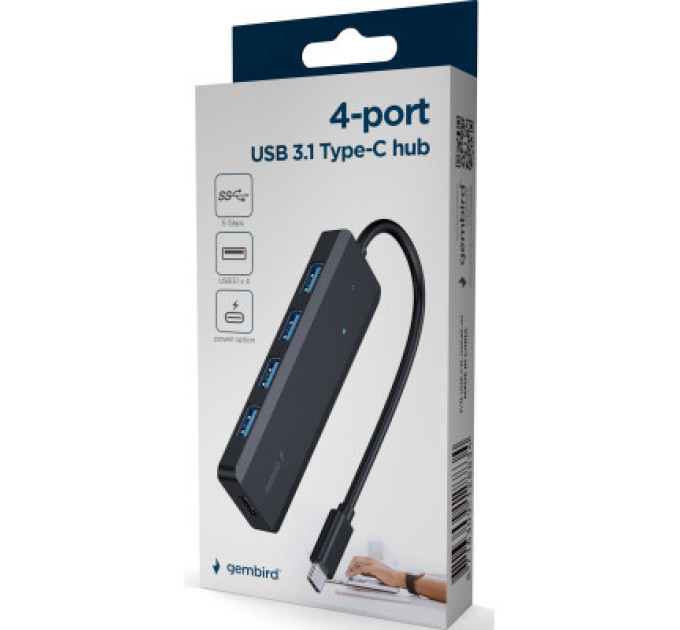 Gembird Хаб Gembird UHB-CM-U3P4P-01 на 4 порти USB 3.1