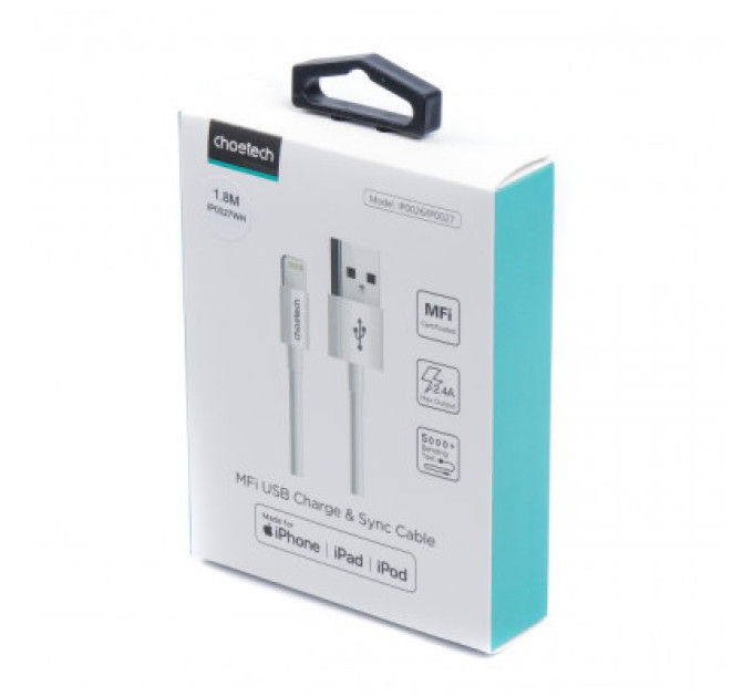 Choetech Кабель Choetech IP0027-WH, USB 2.0 А-тато/Lightning, 1.8 м.