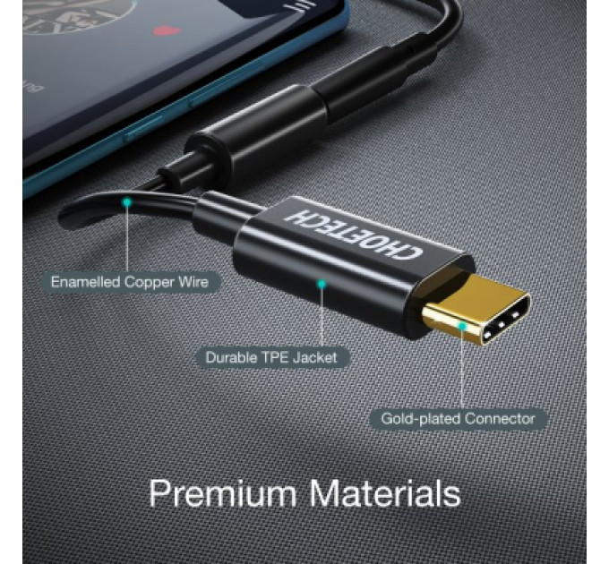 Choetech Адаптер Choetech AUX003-BK, Type-C - стерео-аудіо 3.5 mm