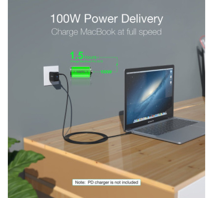 Choetech Кабель Choetech XCC-1007-V2-BK, преміум якість USB3.1 С-папа/C-папа,2 м.