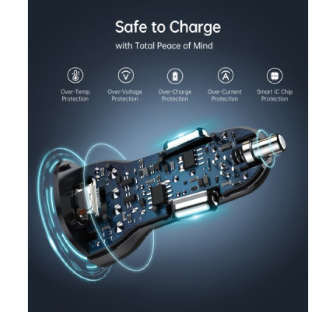 Choetech Автомобільне ЗУ TC0008-BK, 2 порти, 40Вт,QC3.0+PD, чорний