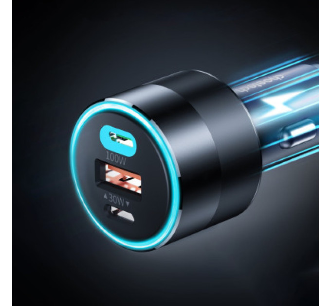 Choetech Автомобільне ЗУ TC0011-BK, 3 порти, 130Вт, QC3.0+PD, чорний