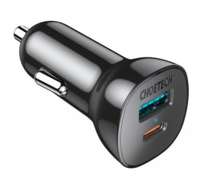 Choetech Автомобільне ЗУ TC0005-BK, 2 порти, 38Вт, QC3.0+PD, чорний