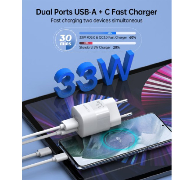 Choetech Мережевий зарядний пристрій Choetech PD5006-EU-WH, USB-A/USB-С