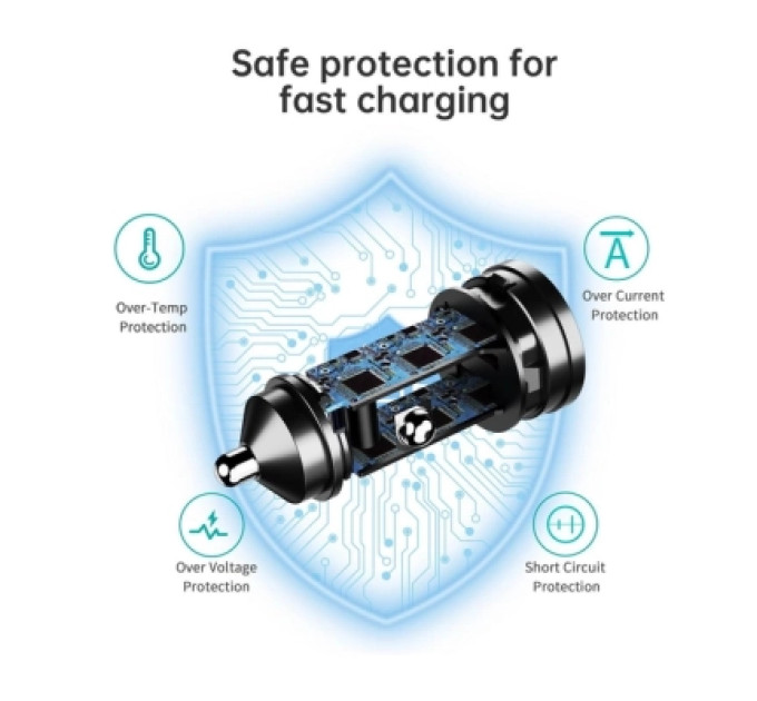 Choetech Автомобільне ЗУ TC0014-BK, 2 порти, 60Вт, QC3.0+PD, чорний