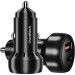Choetech Автомобільне ЗУ TC0014-BK, 2 порти, 60Вт, QC3.0+PD, чорний