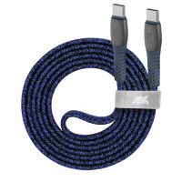 Кабель USB 2.0, PS6105 BL12, Type-C/Type-C, 3А, 60Вт, синій