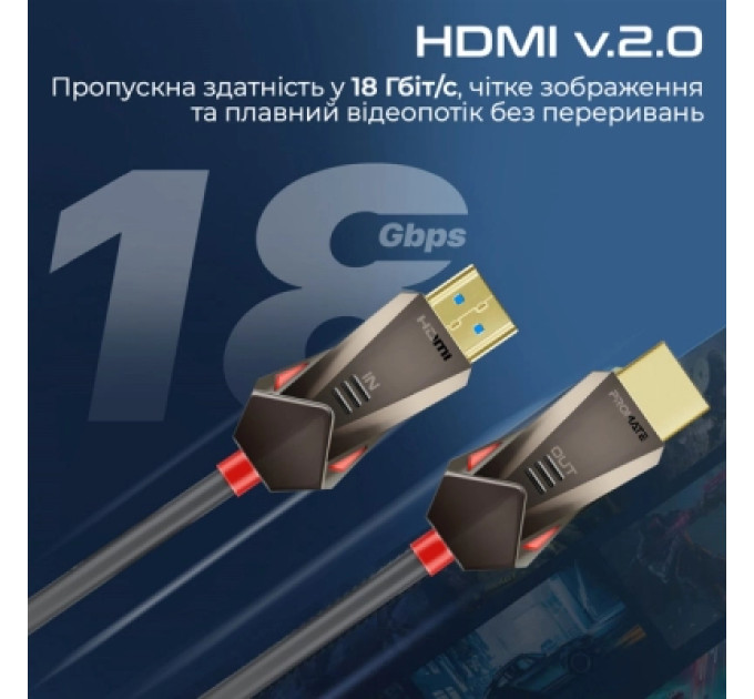 Promate Кабель мультимедійний HDMI to HDMI 15.0m v.2.0 prolink4k60-15m Promate (prolink4k60-15m)