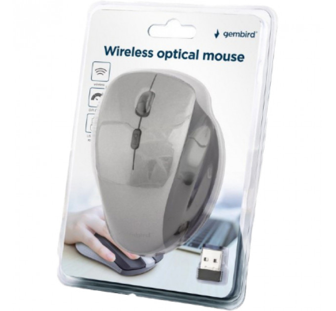 Мишка Gembird MUSW-6B-02-BG Wireless Black-Spacegrey (MUSW-6B-02-BG)