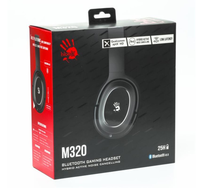 Bloody Гарнітура ігрова Bloody M320 (Black), чорний колір, Bluetooth v5.0 + 3.5 Jack