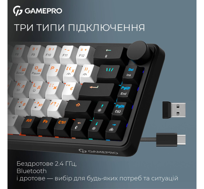 GamePro Клавіатура бездротова GamePro Asgard Valhalla MK210B Pro Black