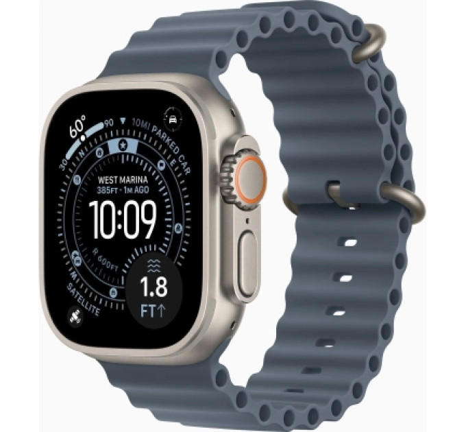 Apple Смарт-годинник Apple Watch Ultra 3 GPS + Cellular 49mm Natural Titanium Case with Anchor Blue Ocean Band (MEWH4QP/A)