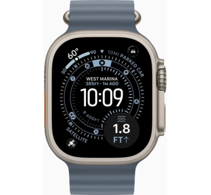 Apple Смарт-годинник Apple Watch Ultra 3 GPS + Cellular 49mm Natural Titanium Case with Anchor Blue Ocean Band (MEWH4QP/A)