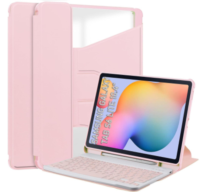 BeCover Чохол до планшета BeCover 360° Rotatable + Keyboard Samsung Tab S6 Lite 10.4 P610/P613/P615/P619 Pink (712408)