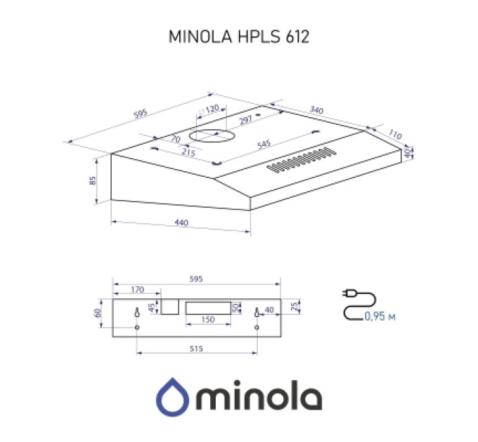 Minola Витяжка кухонна Minola HPLS 612 BL